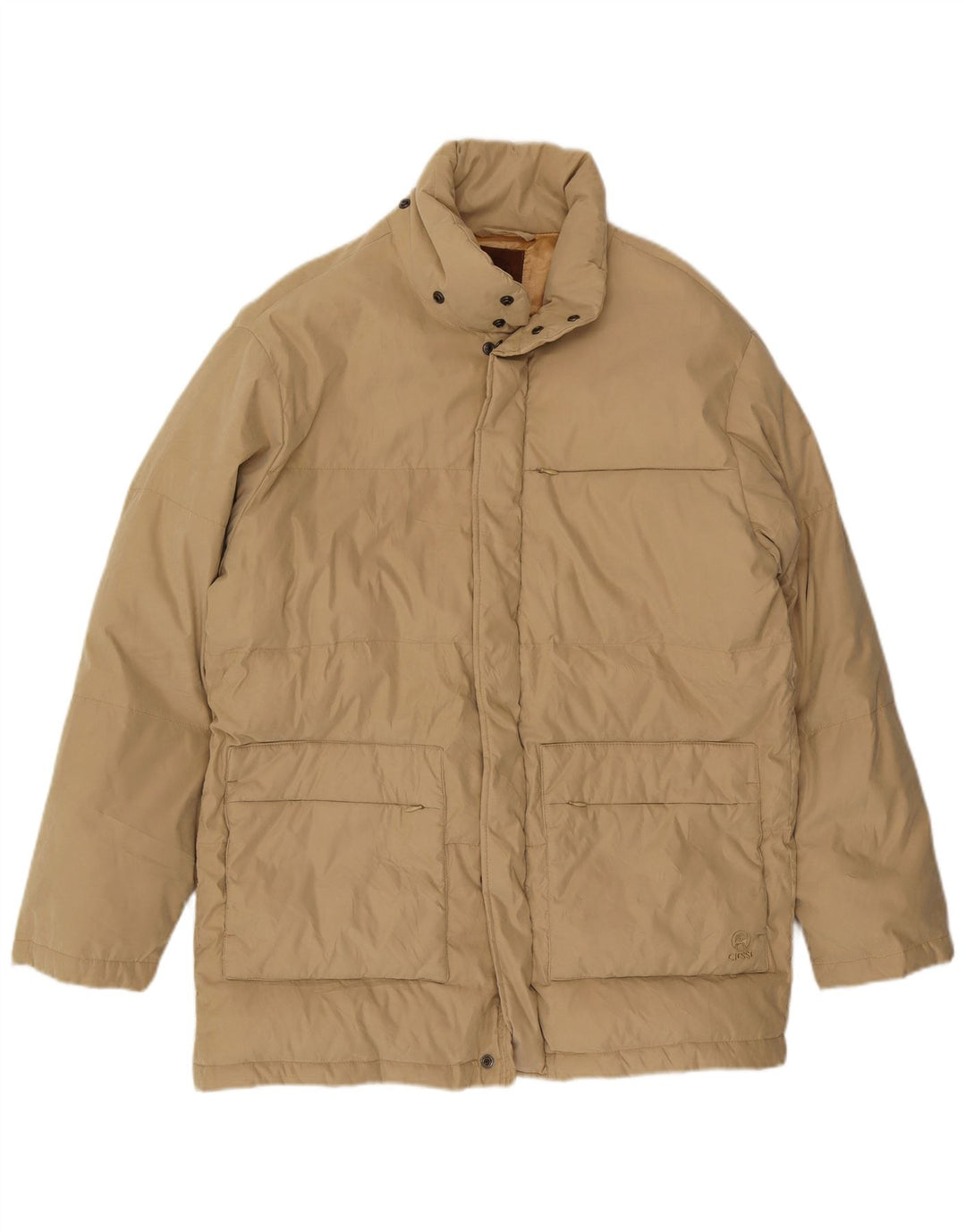 Vintage Herren Wattierte Jacke IT 50 Large Beige Polyester