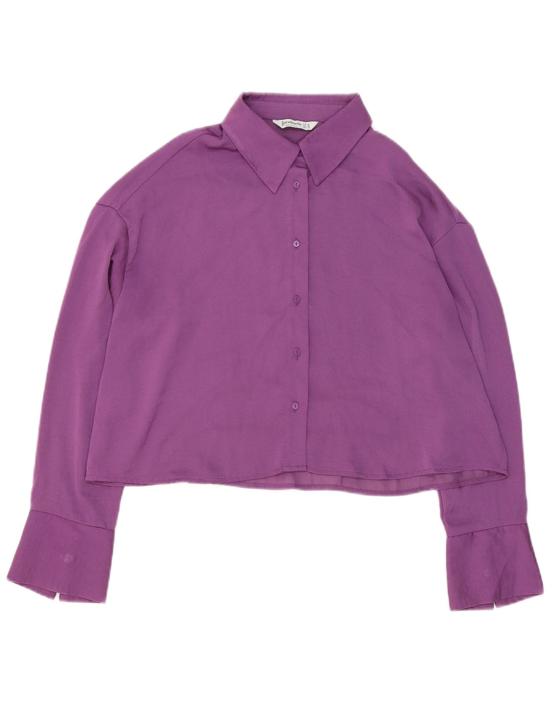 Stradivarius Damen Crop-Oversize-Hemdbluse, UK 14, Mittelviolett