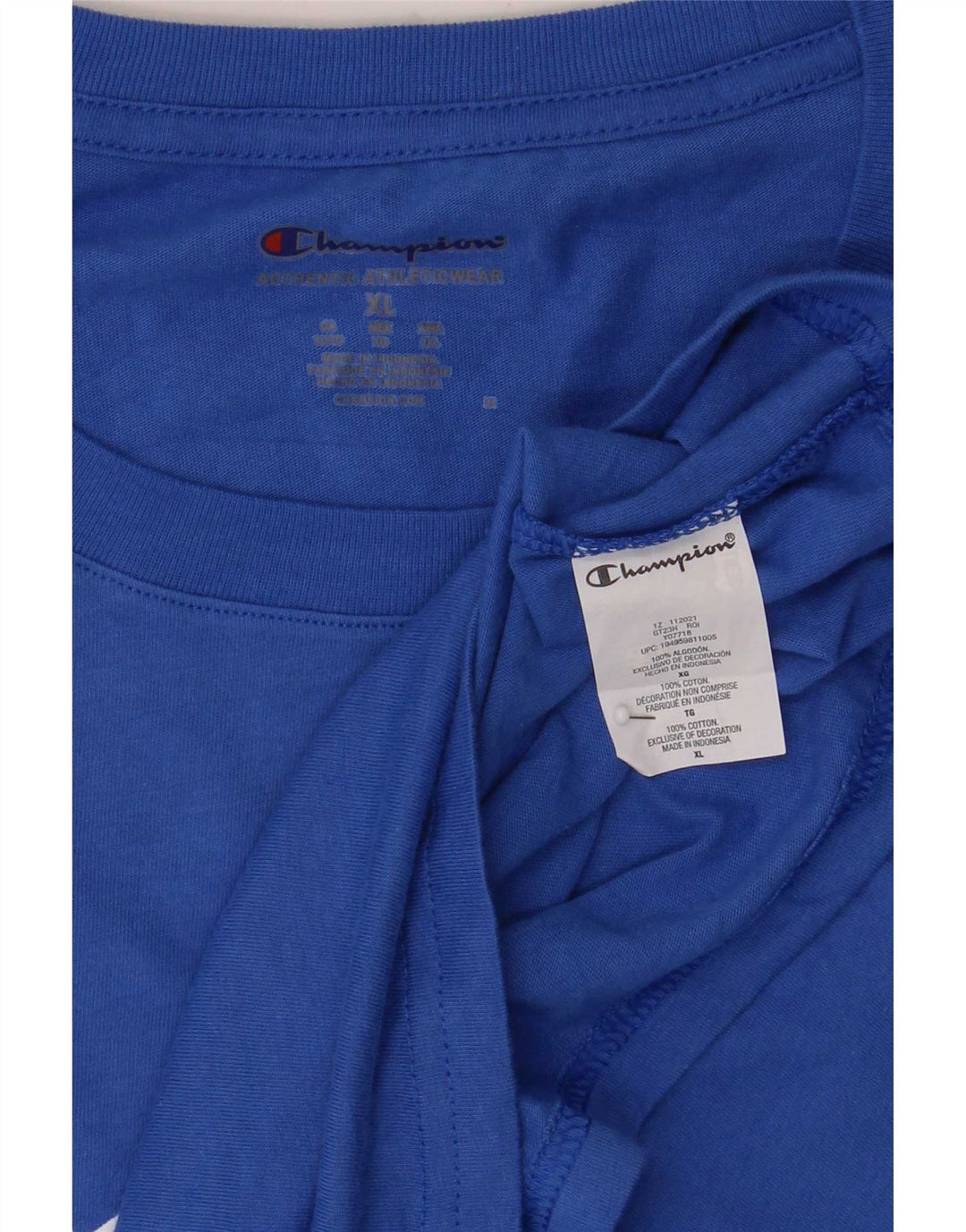 Champion Herren Grafik T-Shirt Top XL Blau Baumwolle