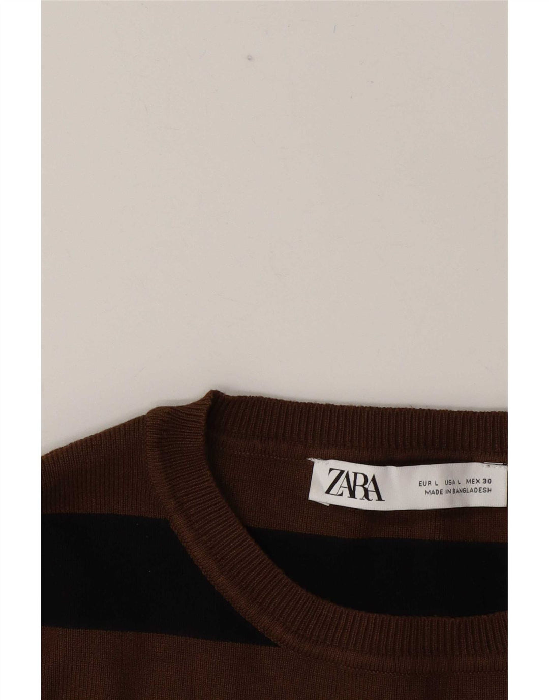 Zara Damen Crop Bluse Top UK 14 Large Braun gestreift