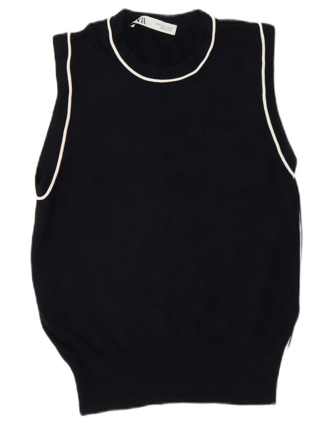 Zara Damen Weste Tank Top UK 10 Small Schwarz Viskose