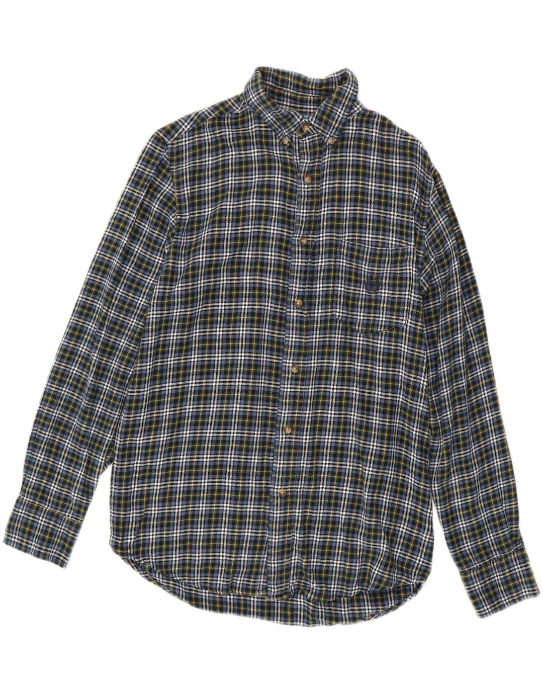 CHAPS Mens Flannel Shirt Small Blue Check Cotton