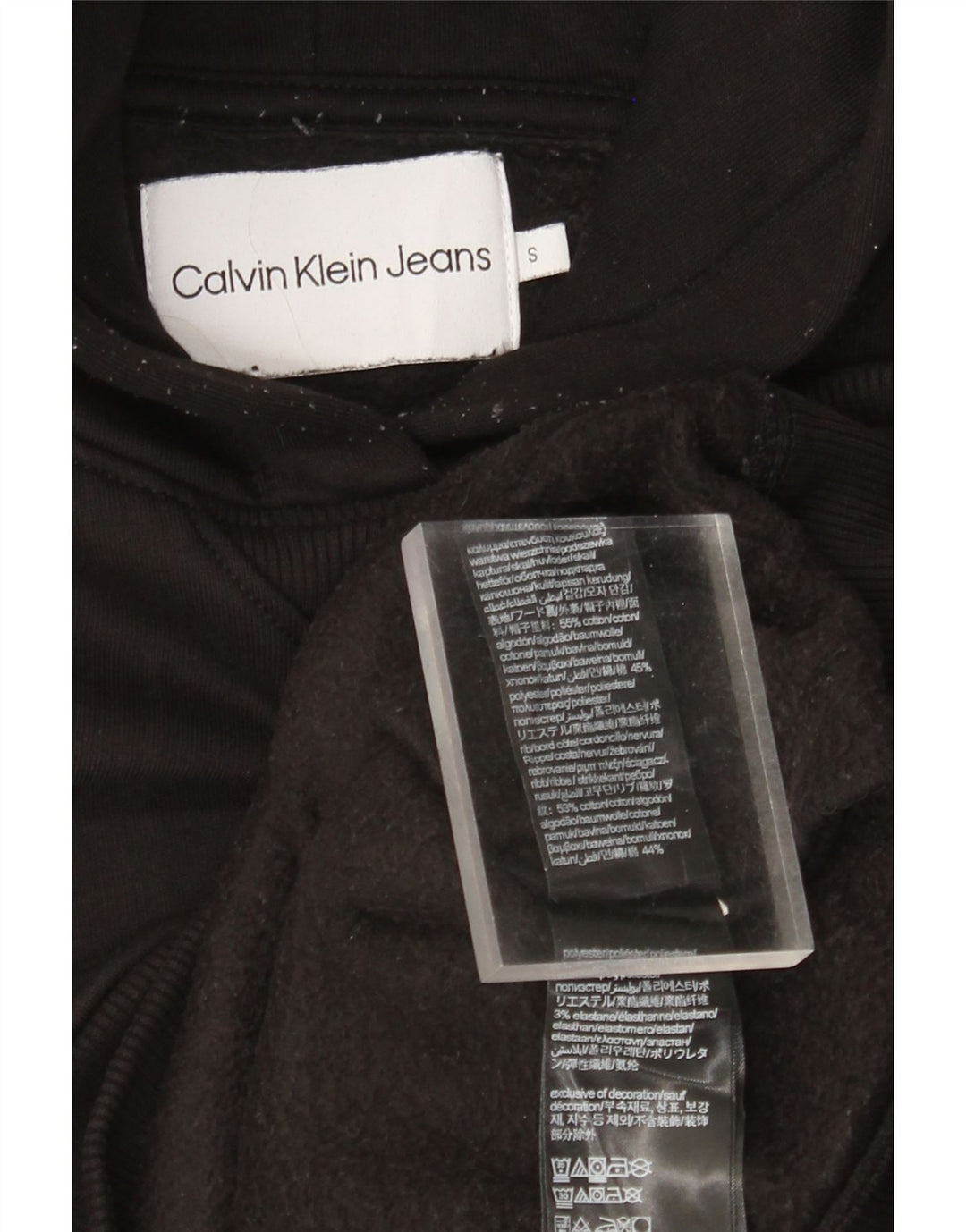 CALVIN KLEIN JEANS Damen Übergroßer Kapuzenpullover UK 10 Small Schwarz