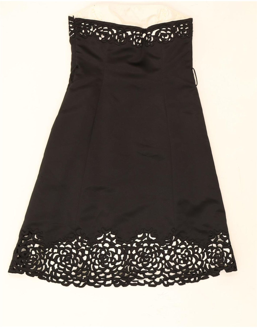 DEBUT Womens Strapless Dress UK 12 Medium  Black Floral Vintage Debut and Second-Hand Debut from Messina Hembry 