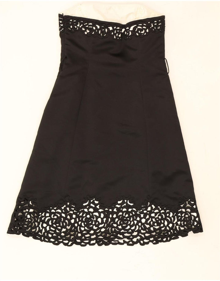 DEBUT Womens Strapless Dress UK 12 Medium  Black Floral Vintage Debut and Second-Hand Debut from Messina Hembry 