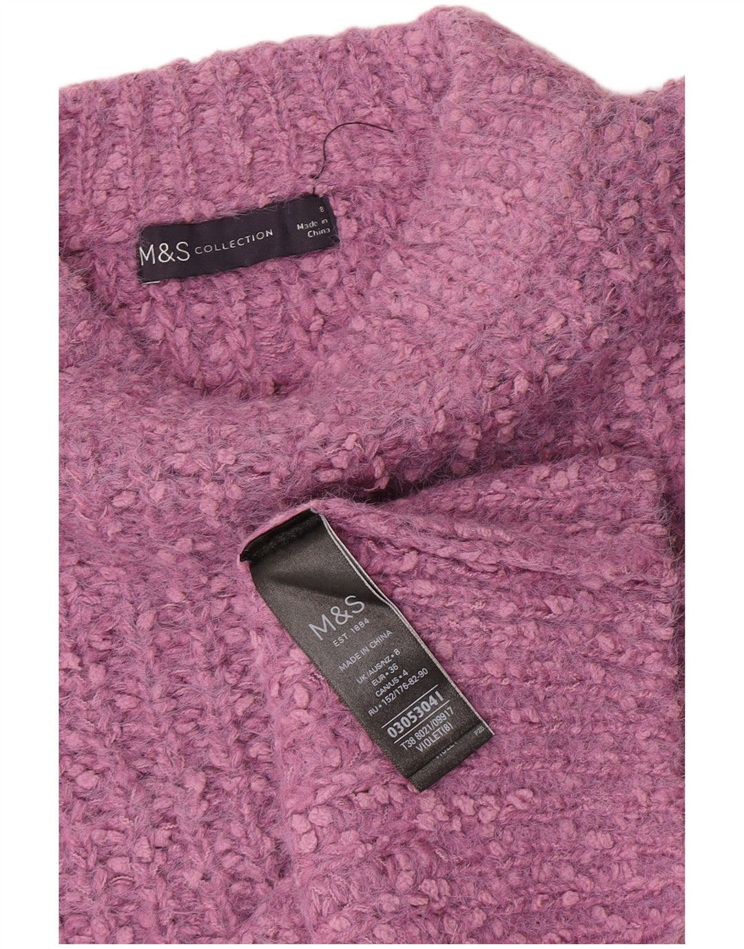 Marks & Spencer Damen-Pullover mit U-Boot-Ausschnitt, Gr. 8, Lila, Polyester