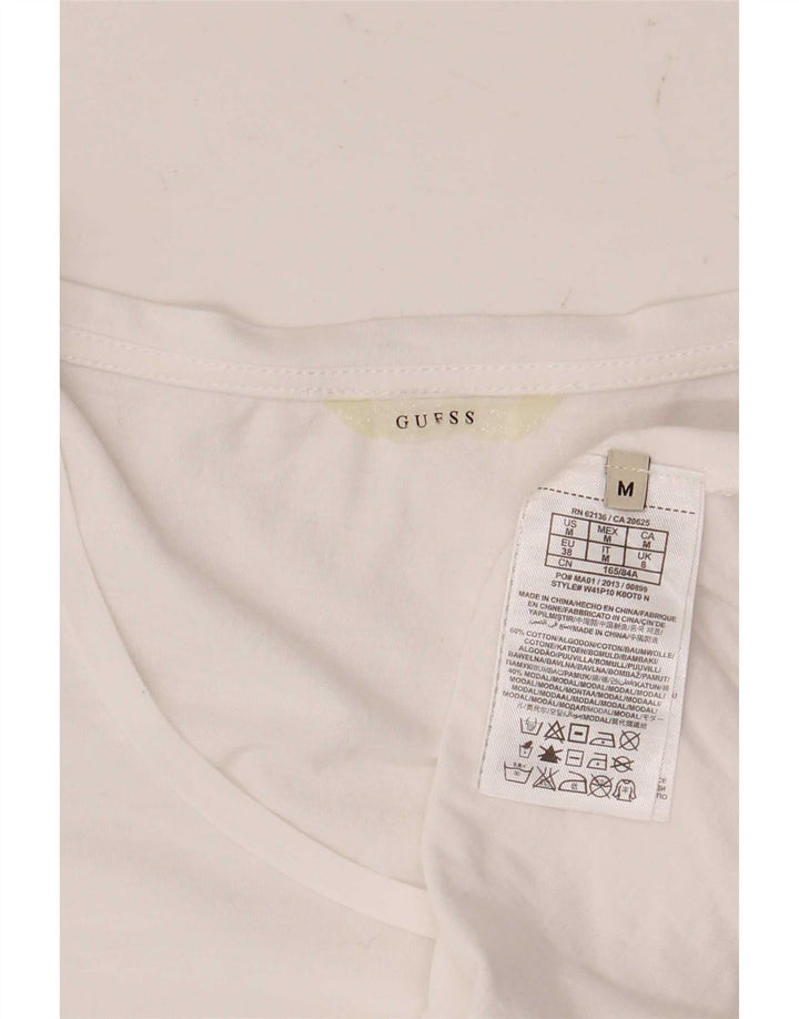 Guess Damen T-Shirt Top UK 8 Small Weiße Baumwolle