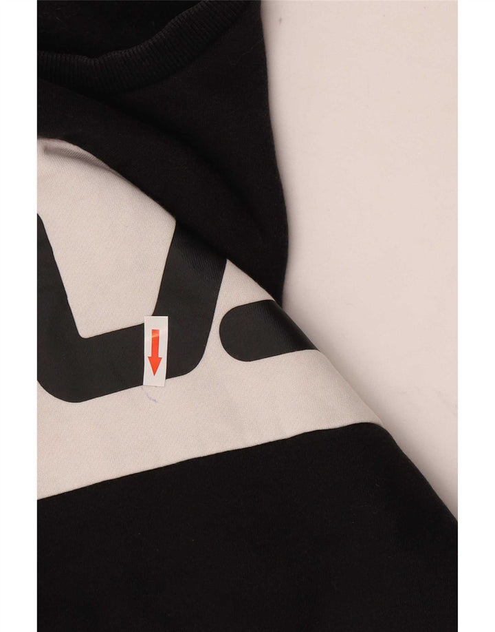Fila Herren Grafik-Sweatshirt-Pullover 2XL Schwarz Colourblock Baumwolle