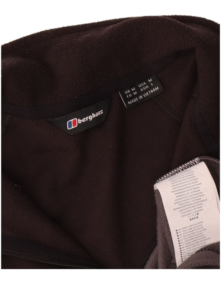 Berghaus Herren-Fleecepullover mit Reißverschluss am Hals, mittelschwarzes Farbblock-Polyester