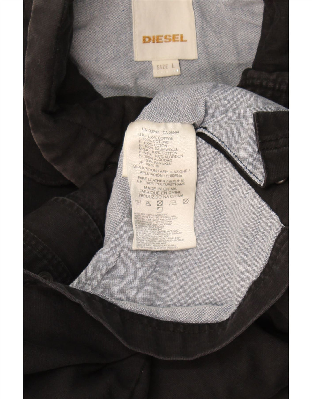 Diesel Herren Militärjacke UK 40 Große schwarze Baumwolle