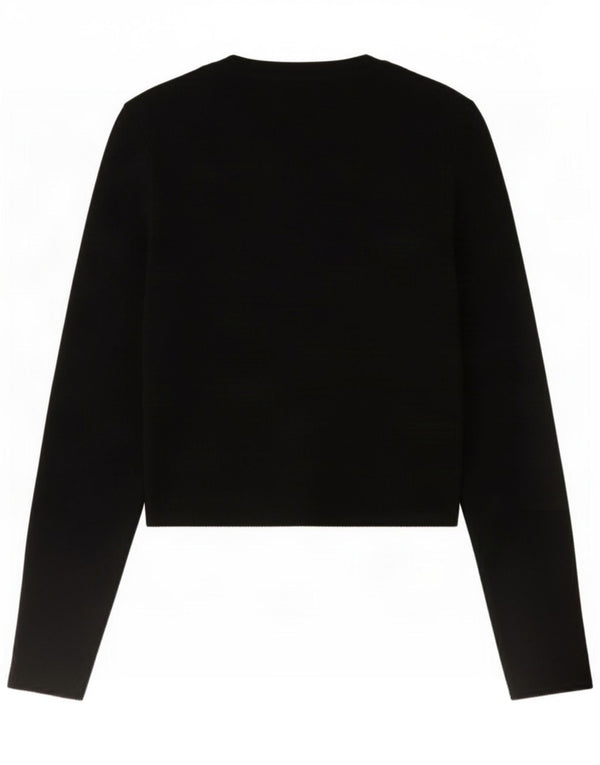 Zara Damen Crop Top Langarm UK 14 Große schwarze Viskose