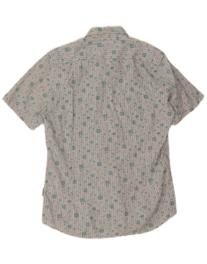 Ted Baker Herren-Kurzarmhemd, Größe 3, mittelweiß, geblümt, Baumwolle