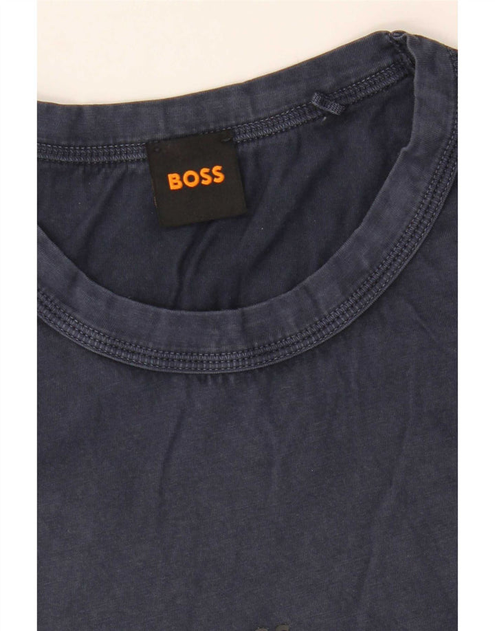 Hugo Boss Herren T-Shirt Top Medium Marineblau Baumwolle