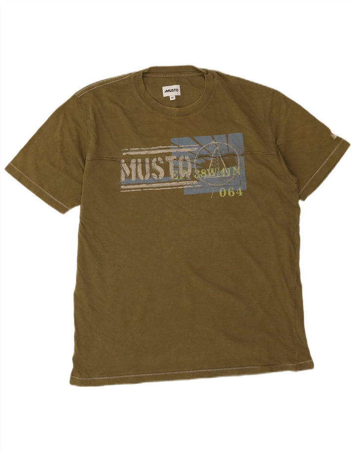 Musto Herren-T-Shirt mit Grafik, mittlere Khaki-Baumwolle
