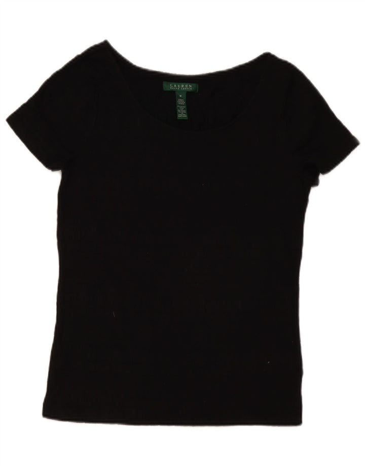 RALPH LAUREN Damen Blusenoberteil UK 12 Mittelschwarze Baumwolle