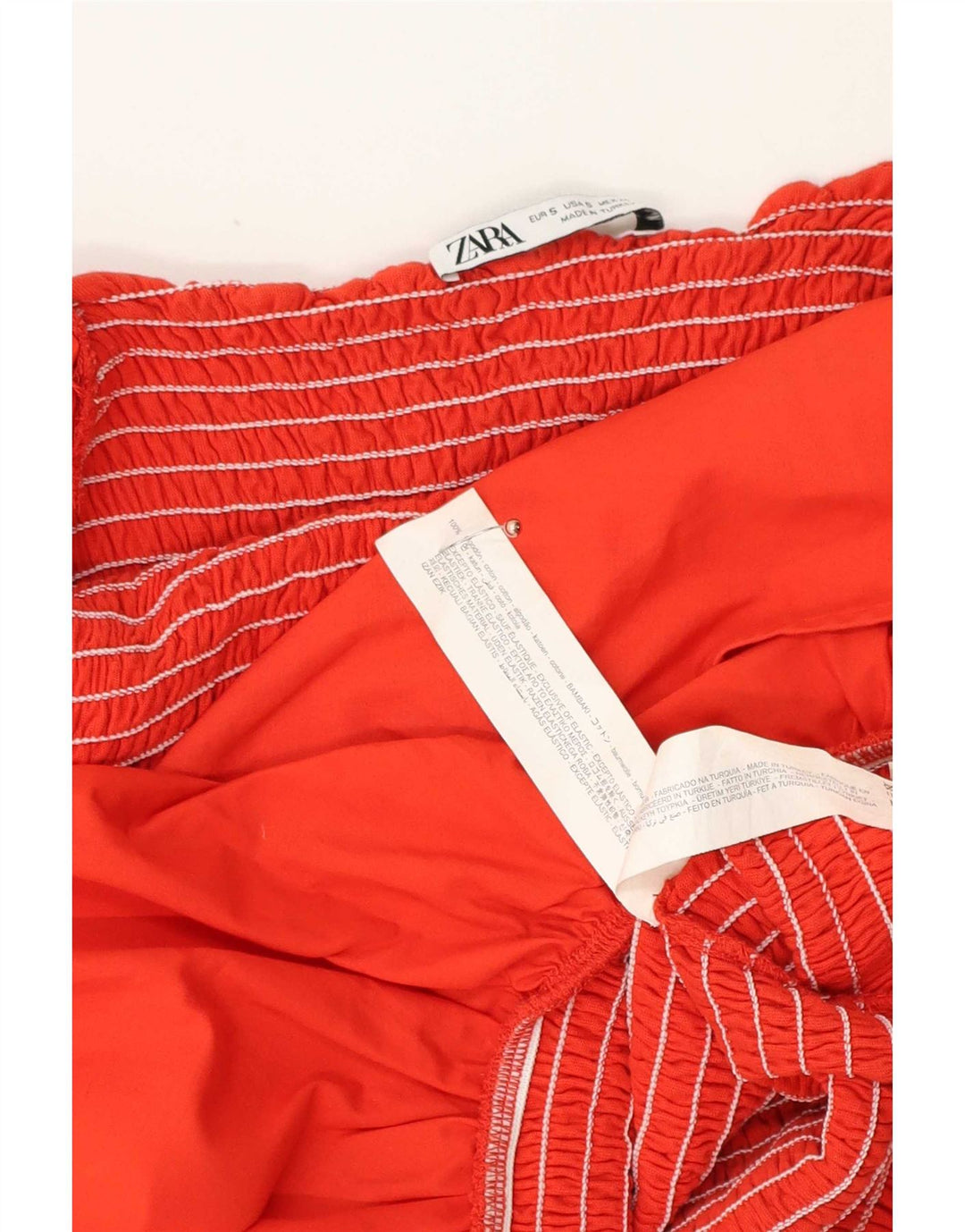 Schulterfreies Kleid für Damen von Zara, UK-Größe 10, Größe S, rote Baumwolle
