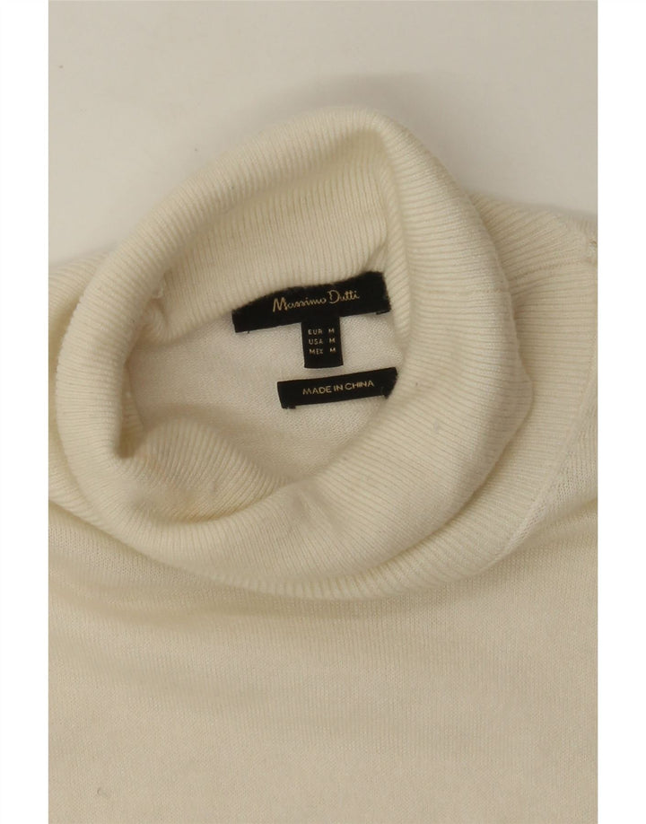 MASSIMO DUTTI Rollkragenpullover für Damen, UK 12, Mittelweiß