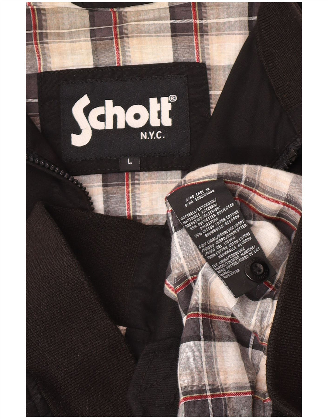 Schott Herren Bomberjacke UK 40 Large Schwarz Polyester