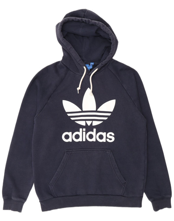 Adidas Herren Grafik-Hoodie-Pullover aus Baumwolle in mittlerem Marineblau