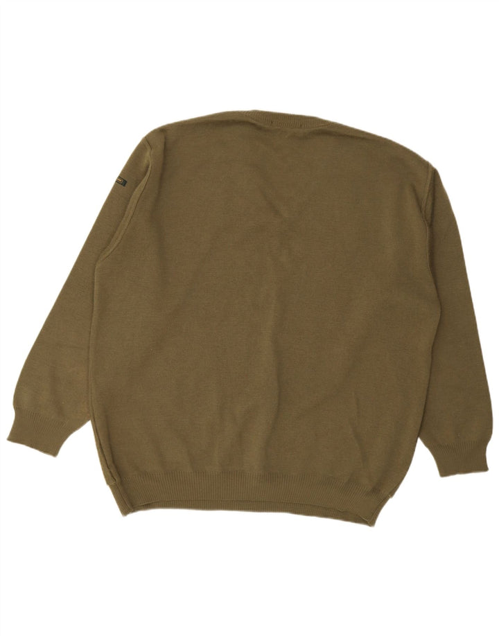 Swallow Herren-Pullover mit V-Ausschnitt, 2XL, Khaki, Colourblock-Wolle