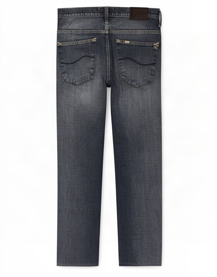 Lee Damen Straight Jeans W34 L29 Blaue Baumwolle