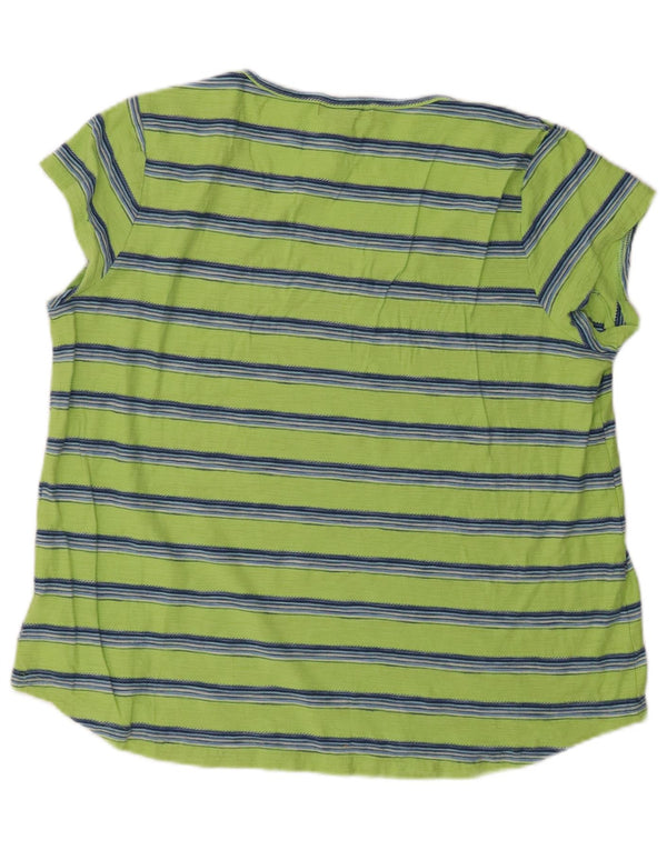 Chaps Damen T-Shirt Top UK 18 XL grün gestreift aus Baumwolle