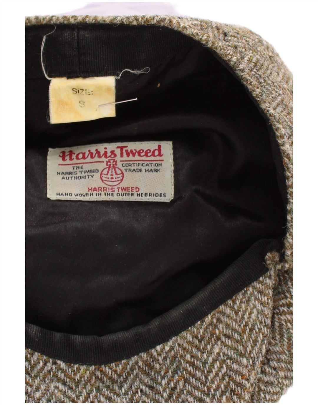 Harris Tweed Herren-Schiebermütze, klein, Grau, Fischgrätenmuster, Schurwolle, klassisch