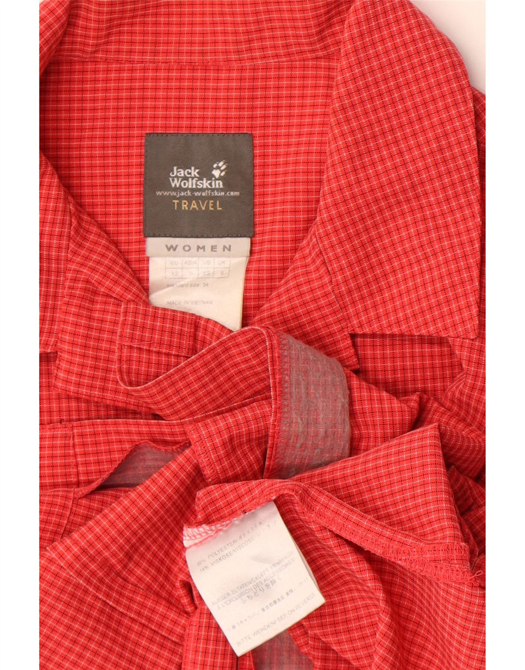 Jack Wolfskin Damen Kurzarmhemd UK 8 Small Red Check Polyester