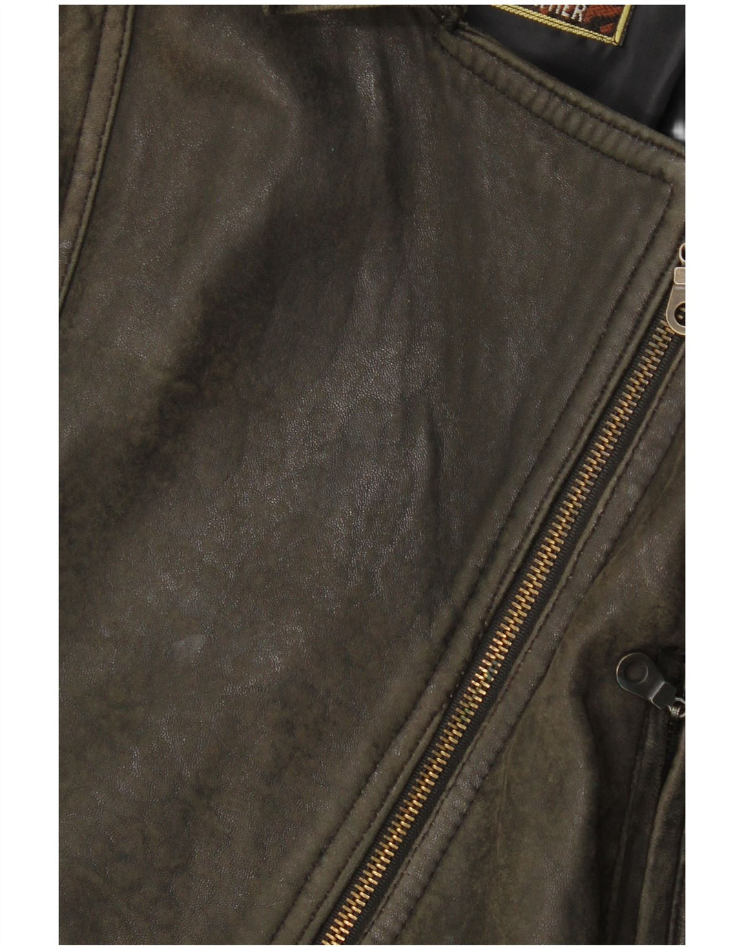 Vintage Damen Leder übergroße Bikerjacke UK 10 Kleines braunes Leder