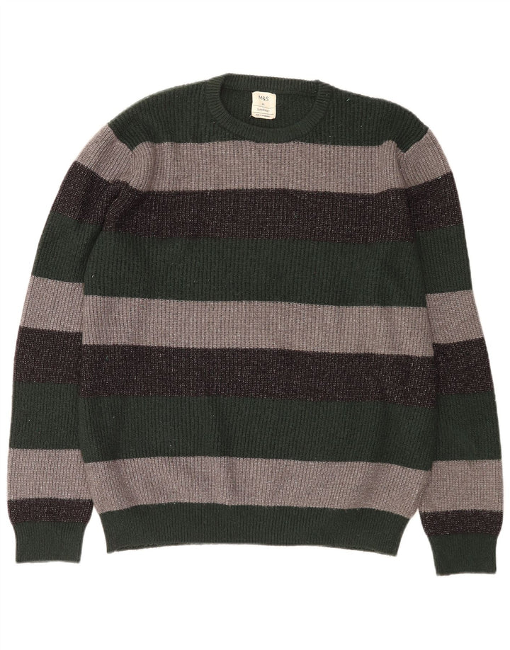 MARKS & SPENCER Herren-Pullover mit Rundhalsausschnitt, XL, mehrfarbig gestreift