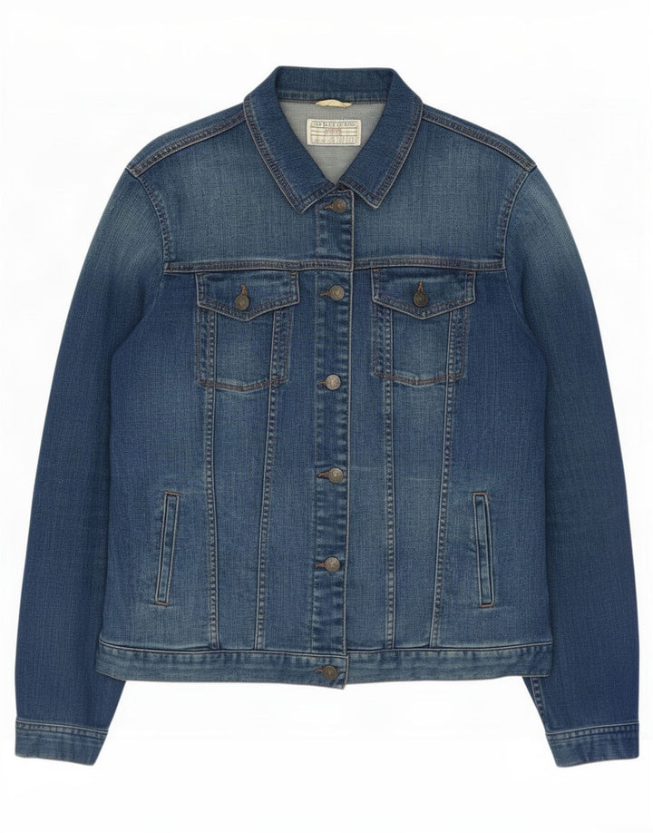 Fat Face Damen Jeansjacke UK 14 Große blaue Baumwolle