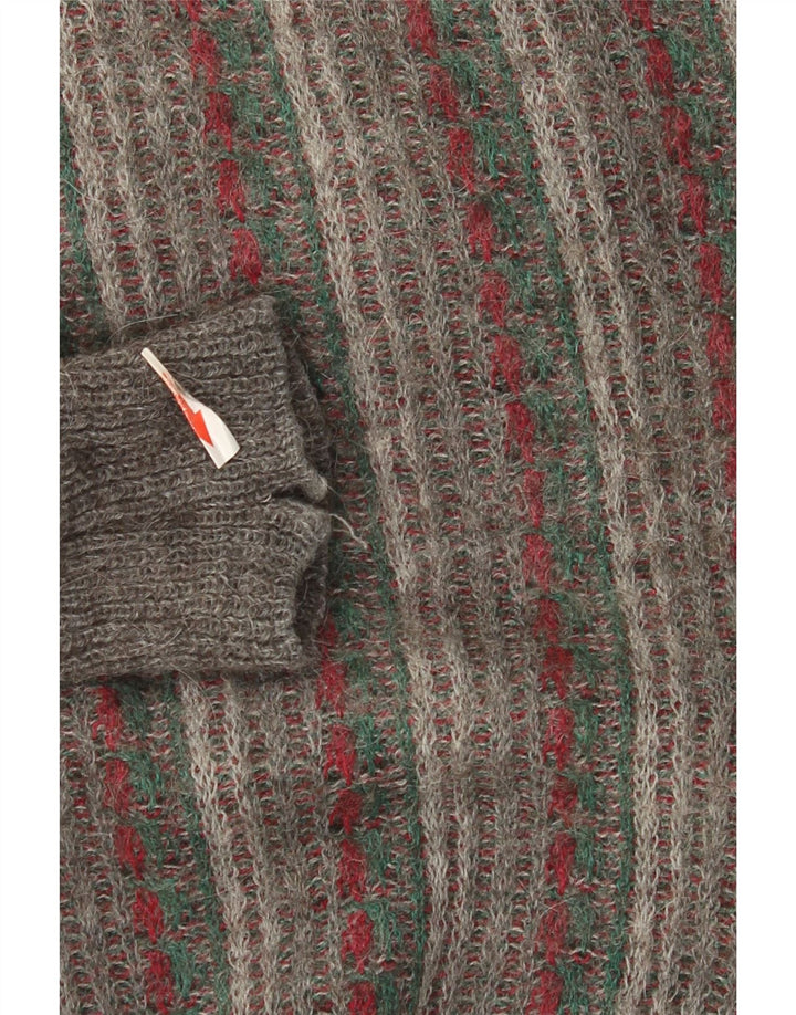 Vintage Herren Cardigan Pullover groß grau gestreift