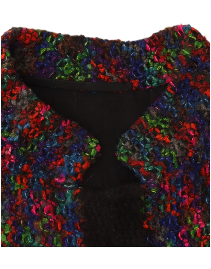 Vintage Damen Strickblazer Jacke UK 14 Medium Mehrfarbig gefleckt