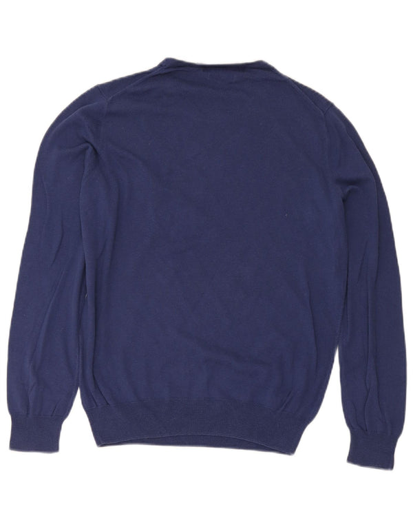 Zara Herren-Pullover mit Rundhalsausschnitt, mittlere marineblaue Seide