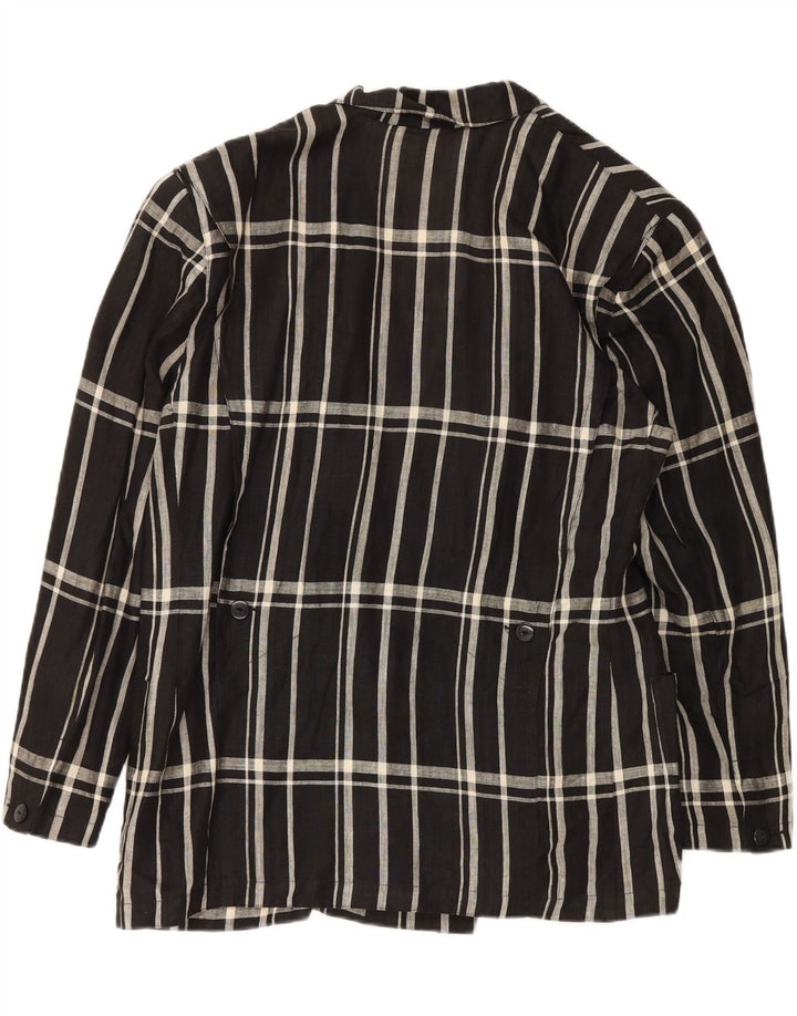 VINTAGE Womens Double Breasted Blazer Jacket IT 48 XL Black Check Vintage Vintage and Second-Hand Vintage from Messina Hembry 