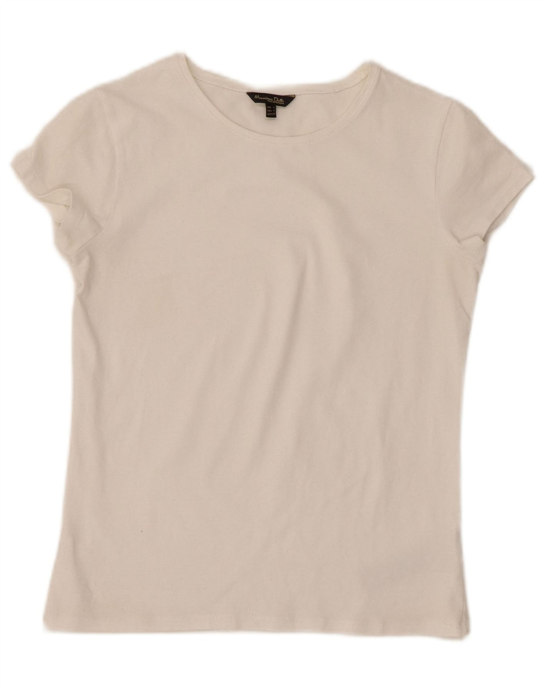MASSIMO DUTTI Damen T-Shirt Top UK 8 Small Weiße Baumwolle