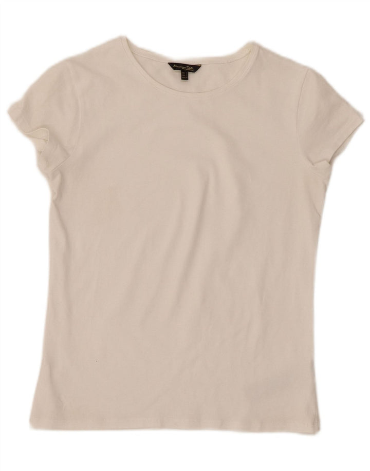 MASSIMO DUTTI Damen T-Shirt Top UK 8 Small Weiße Baumwolle
