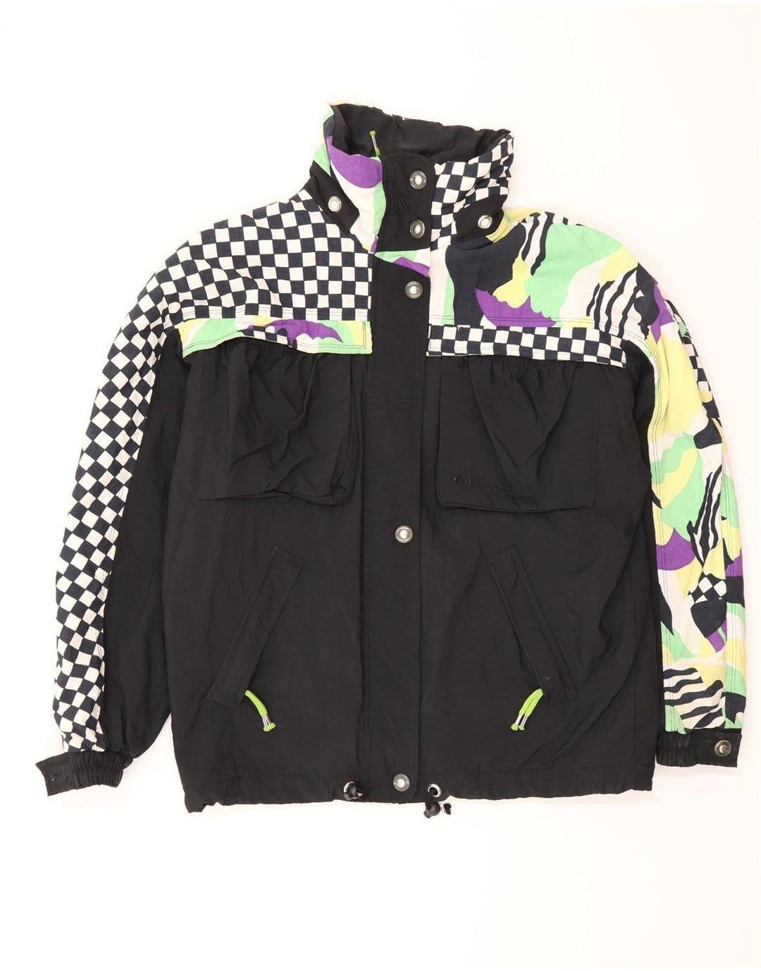 Sergio Tacchini Damen Windjacke IT 44 Medium Black Geometrisch