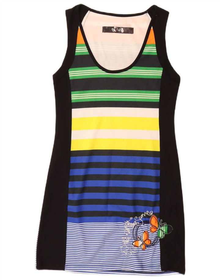 DESIGUAL Damen Grafik-T-Shirt-Kleid UK 12 Medium Mehrfarbiger Schmetterling