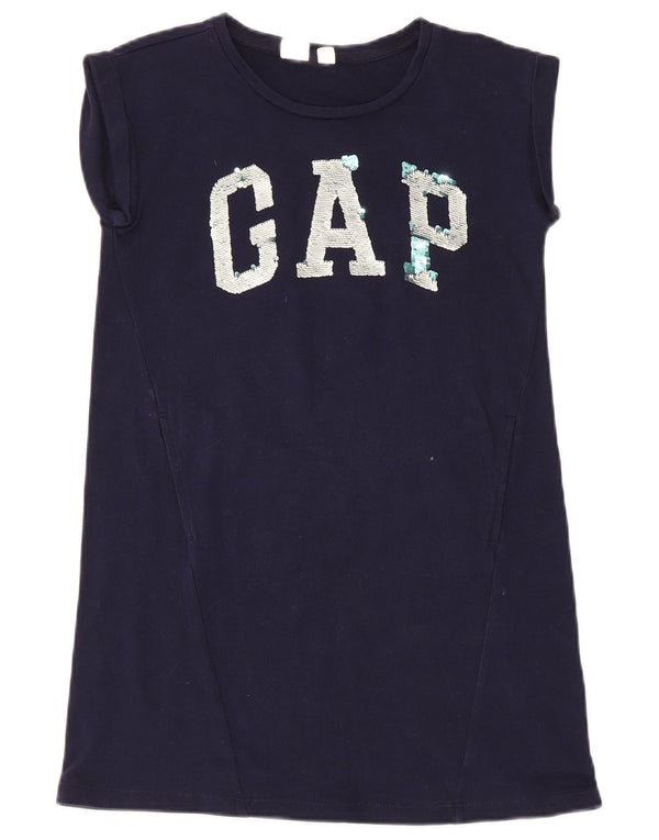Gap Mädchen-T-Shirt-Kleid mit Grafik, 7–8 Jahre, mittelmarineblaue Baumwolle