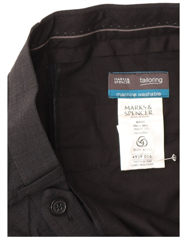 Maßgeschneiderte Herren-Anzughose von Marks & Spencer, W34, L29, grau, Polyester
