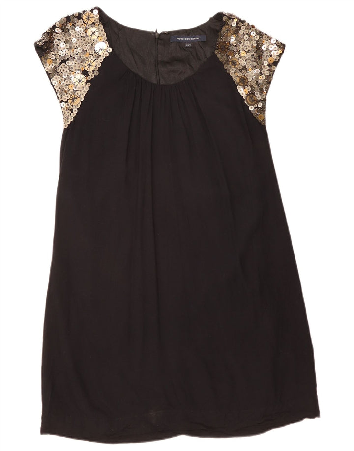 French Connection Damen-Etuikleid, Größe 44, Schwarz, Colourblock-Viskose