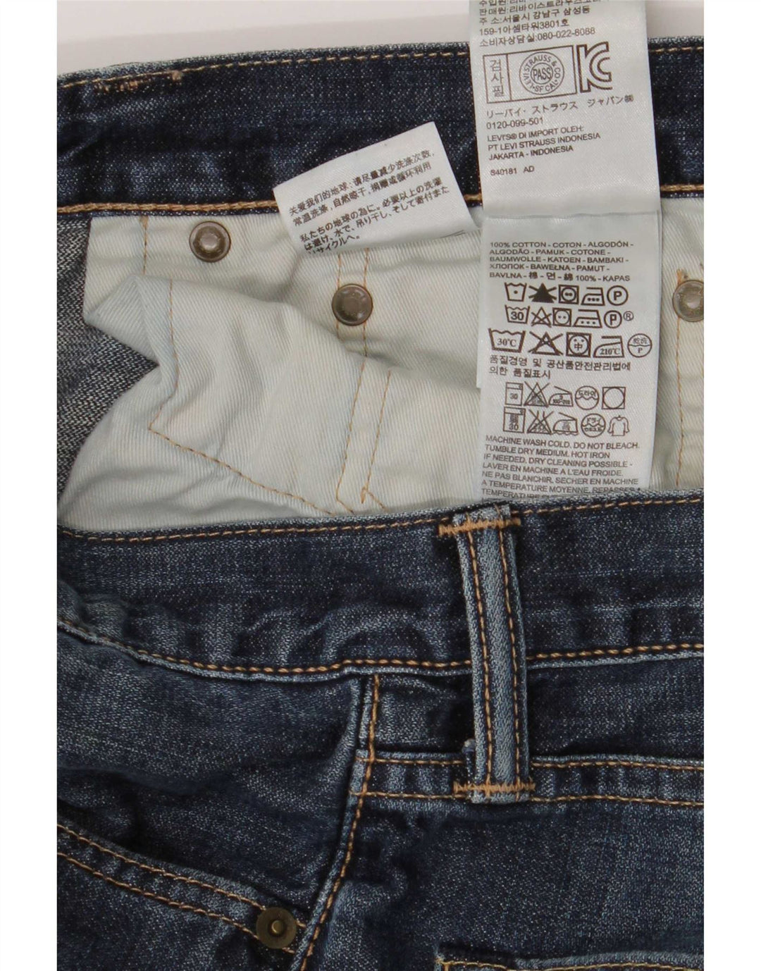 Levi's Herren 505 Straight Jeans W32 L32 Blaue Baumwolle