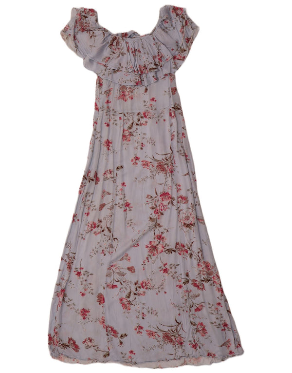 Zara Damen Maxikleid UK 6 XS Blau geblümt