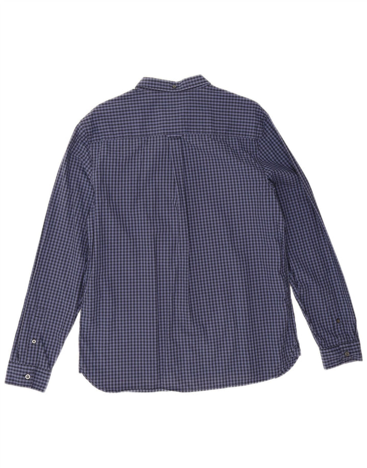 Lyle & Scott Herrenhemd, groß, marineblau, Gingham-Baumwolle
