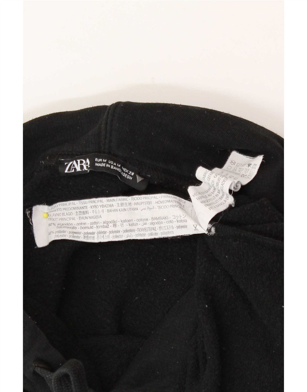 Zara Damen Übergroßer Kapuzenpullover UK 14 Mittelschwarze Baumwolle