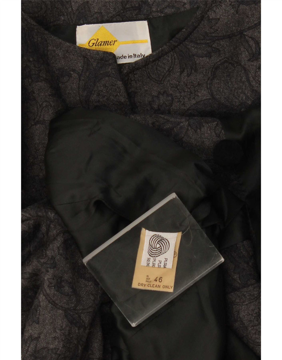 Vintage Damen 4-Knopf-Blazerjacke IT 46 Große graue geblümte Wolle