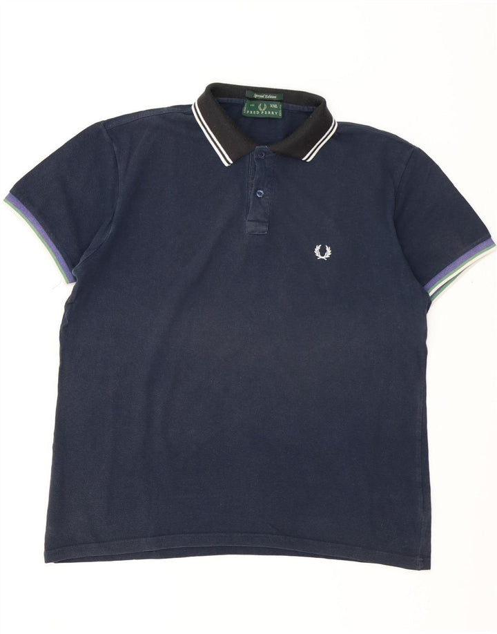 FRED PERRY Herren Rugby Poloshirt 2XL Marineblau Baumwolle