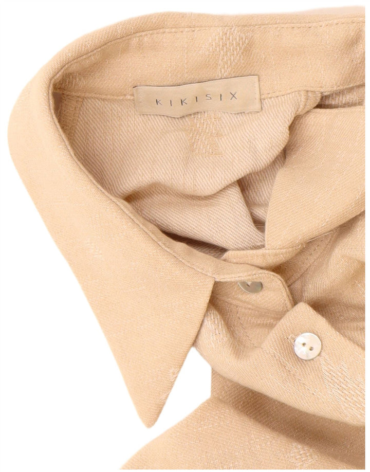 KIKISIX Damen-Maxikleid mit abstraktem Muster, ärmellos, Gr. 14, Mittelbeige