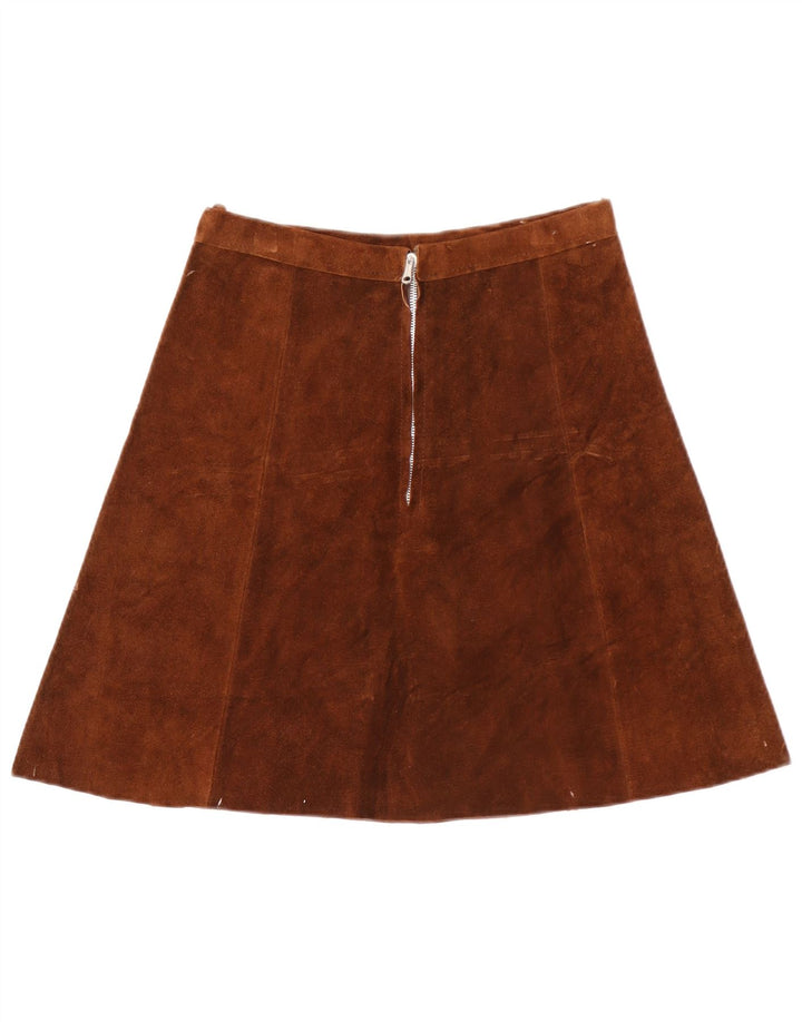 Vintage Damen Wildleder A-Linie Rock W28 Mittelbraun
